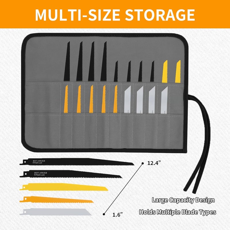 JCWPVA Portable Saw Blade Storage Case - Durable Grey Fabric Holder for Reciprocating, Jigsaw & Wood Pruning Blades - Compact & Lightweight for DIY, Contractors & Professionals (Case Only) - Image 3